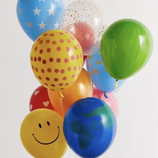 美国进口先锋11寸多彩波点星星透明圆点满面印花乳胶气球派对用品
