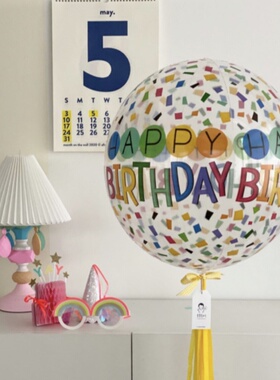 美国Anagram进口正圆立体印花波波球耐久球透明气球儿童生日派对