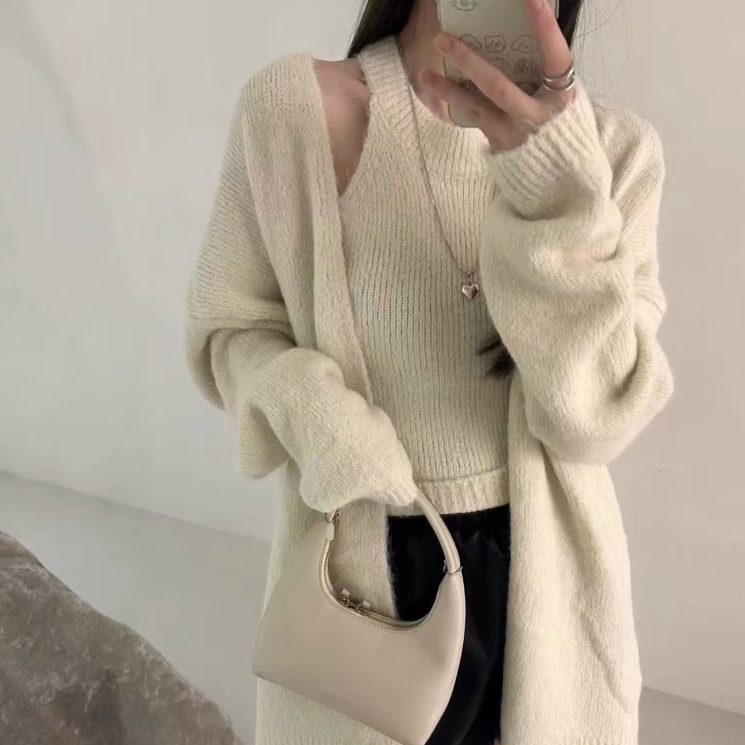 nibiezou毛衣开衫外套背心两件套