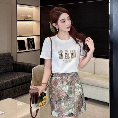 ouse欧色韩系字母正肩短袖t恤女