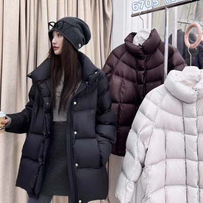 超保暖中长款90白鹅绒连帽羽绒服