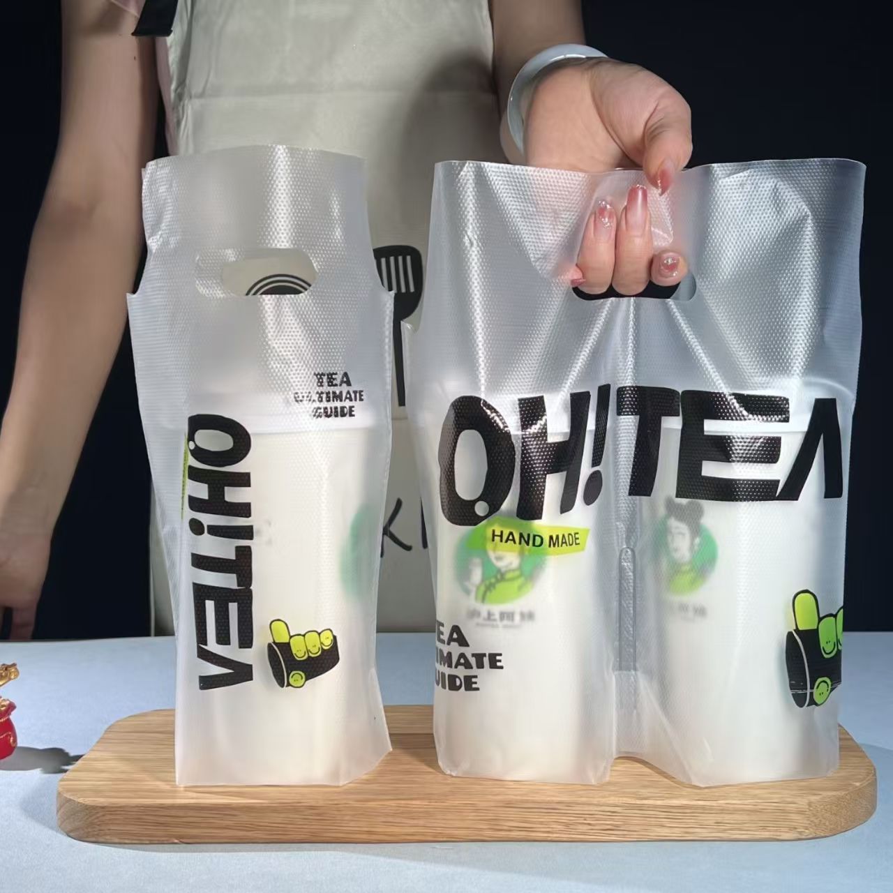 网红一次性奶茶打包袋饮料500ml