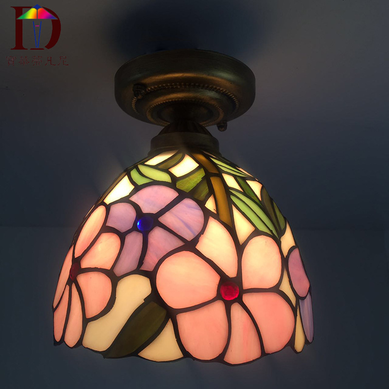家装灯饰一件代发蒂凡尼彩色玻璃楼道玄关走廊阳台吸顶灯新款促销