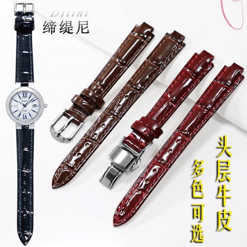 真皮牛皮a表带代用CASIOSHEEN 4029 4528 4531 3034 3513红色女款