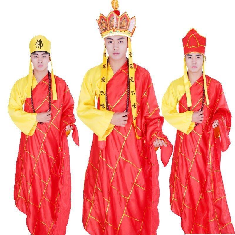 唐僧服装全套袈裟帽子佛珠和尚衣服僧衣成人法海演出服一整套新款