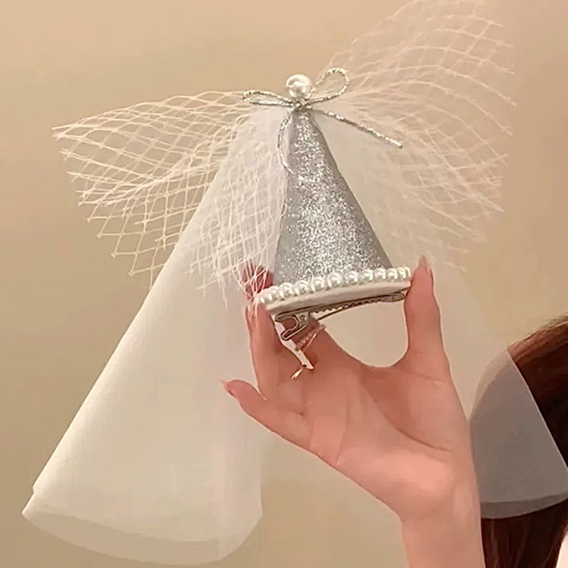 生日帽子头饰氛围感道具女生儿童装饰品摆件成人2025新款头纱发夹