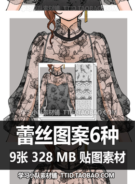 E5 43 贴图素材 蕾丝图案6种 CSP素材 优动漫素材 CLIP STUDIO