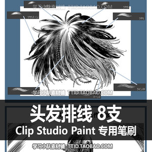 A1 93 CSP笔刷头发排线优动漫笔刷网点排线 CLIP STUDIO PAI