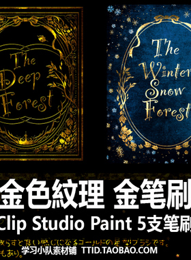 A1 157 CSP笔刷 金笔刷5支 CLIP STUDIO PAINT 素材图片