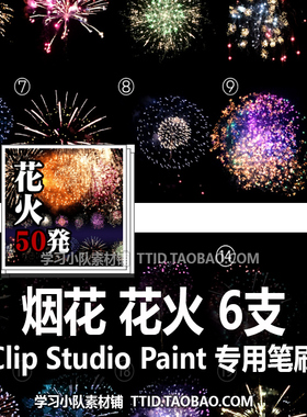 A1 403 CSP笔刷 烟花 花火 6支  CLIP STUDIO PAINT
