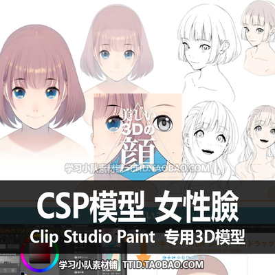B2 3 CSP模型 女性臉 可换表情 3D模型 CLIP STUDIO PAINT