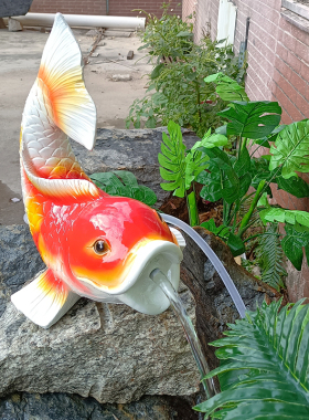 锦鲤嘴巴流水庭院鱼池喷泉动物流水口出水口装饰摆件流水景观造景