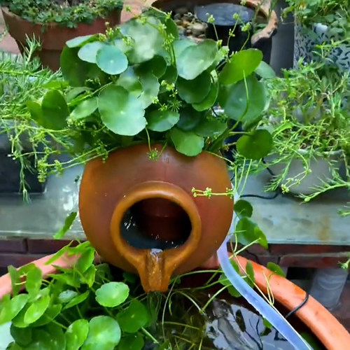 古风仿陶罐小号开口古法养鱼流水罐庭院水培水缸鱼池水循环过滤器