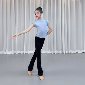 儿童舞蹈练功小飞袖半高领T恤