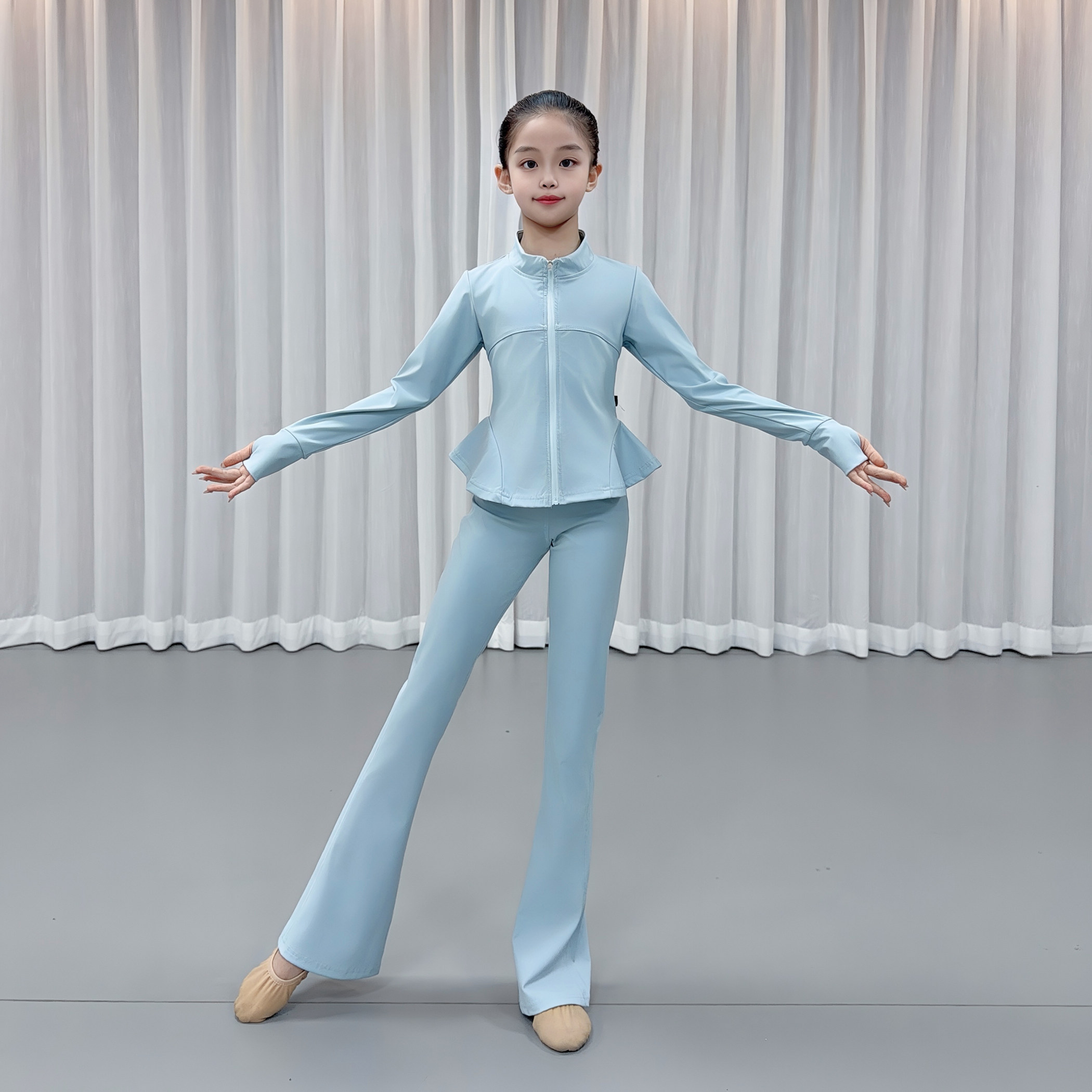 儿童裸感舞蹈服套装舞蹈生艺考舞蹈练功服软糯舒适修身无束缚