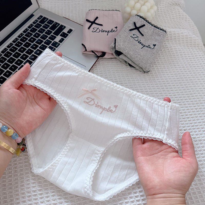 温柔软糯日系纯欲蝴蝶结可爱风纯棉内裤中腰包臀女士三角裤有大码