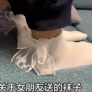 丝带蝴蝶结袜子2025新款 情侣款 中筒猛男袜ins潮网红款 防绿茶