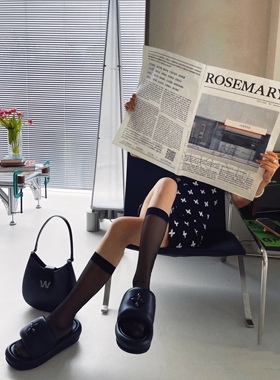 M7SMFKMagnolia-Bumper黑气球拖鞋女夏外穿百搭ins风一字拖