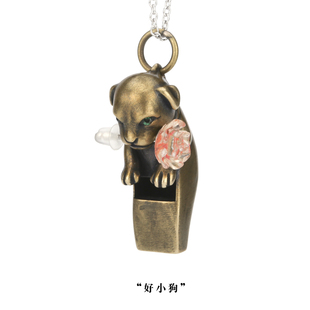噢我乖·纯银小狗哨子项链可爱拉布拉多吊坠创意挂件送男女友礼物