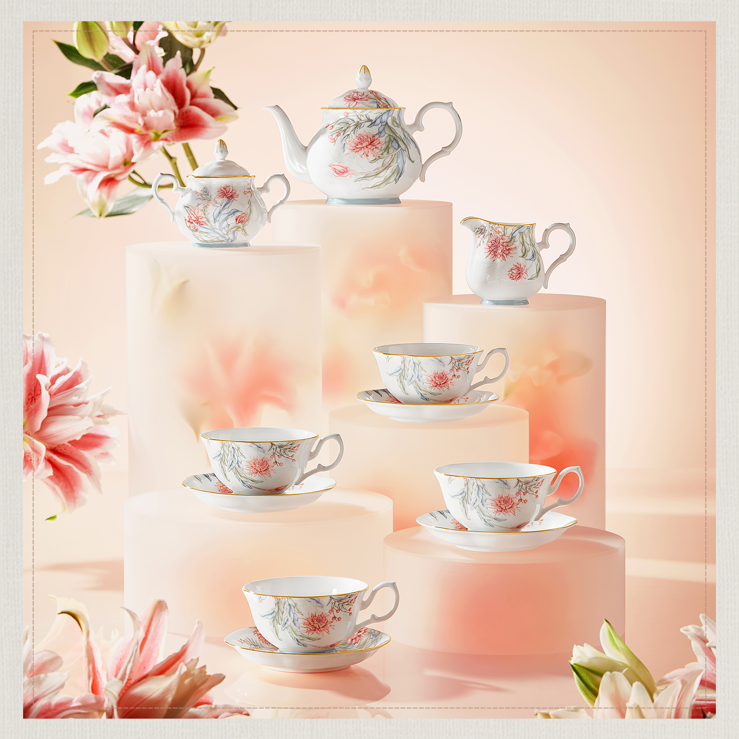 玛戈隆特芳华13头茶咖具咖啡器具套装茶壶高级感茶具家用骨瓷送礼