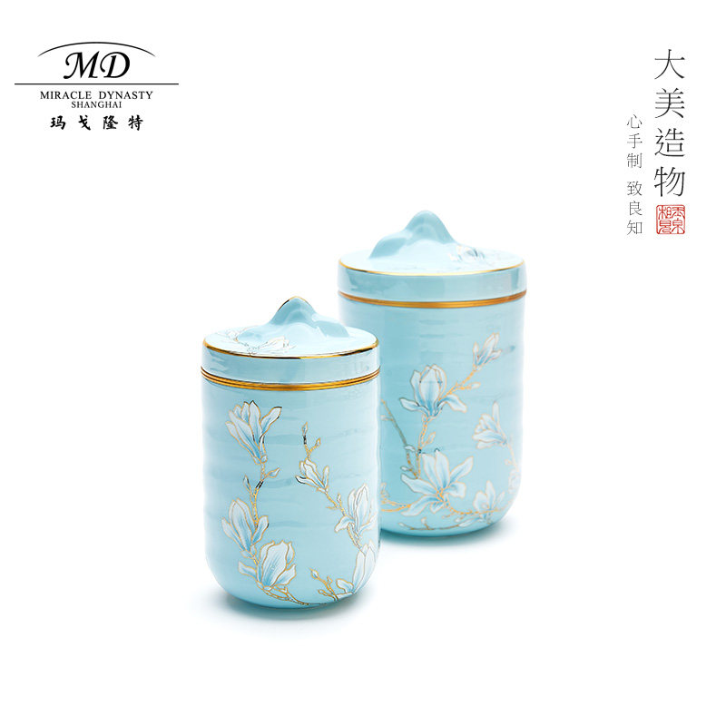 Miracle Dynasty Clouds series Magnolia Tea pot household ceramics Storage Moisture-proof Canister Storage tankin the Tableware , Tea set , Tea caddy  category - from Buy2taobao.com to provide professional Taobao agent buy service