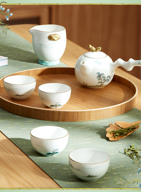 玛戈隆特西湖盛宴骨瓷茶具茶杯套装家用听风功夫旅行高档泡茶神器