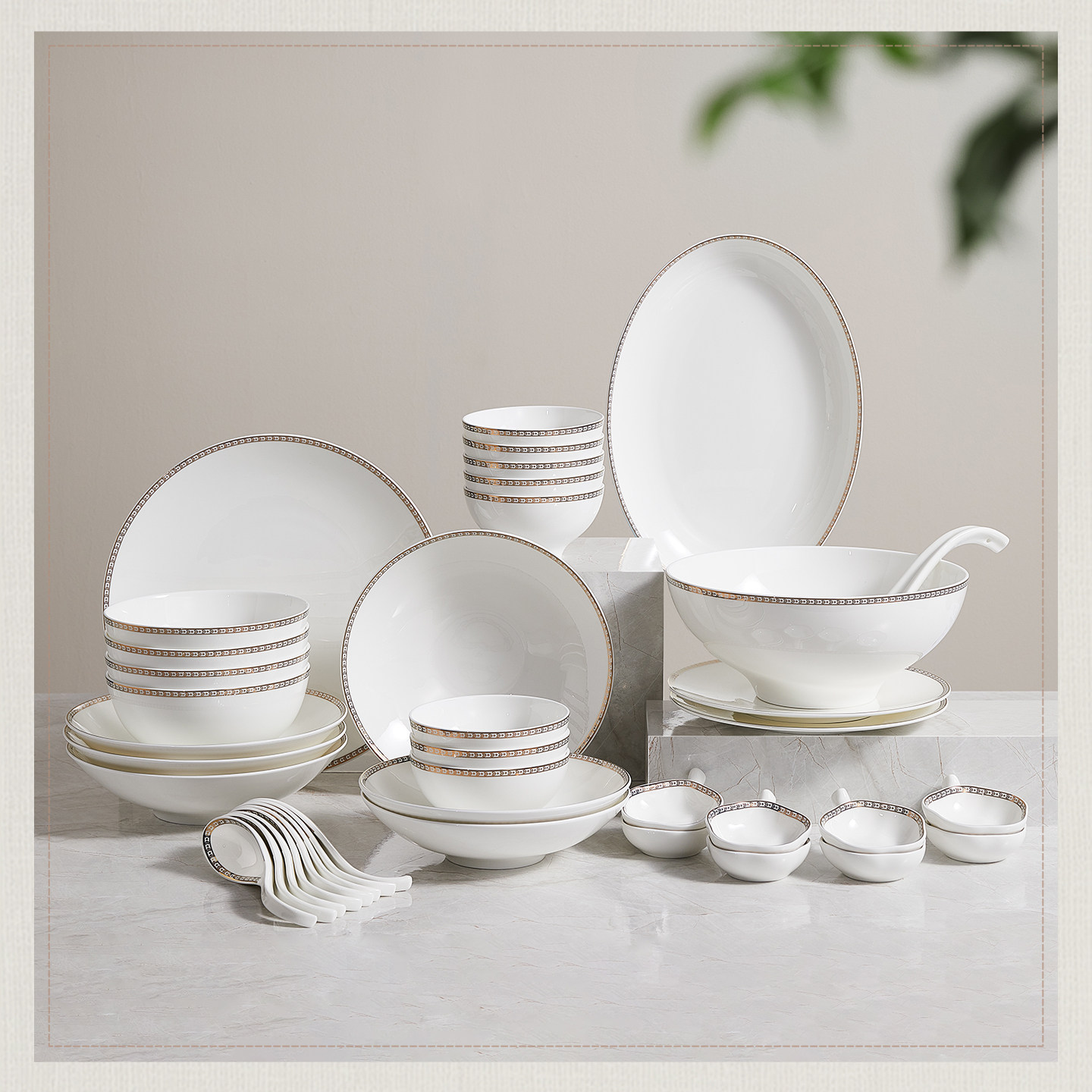 麦穗骨瓷餐具套装组合碗盘碟