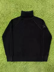 Stone Ghost Series Badge Armband Solid Color Casual Trendy High Neck Knitted Wool Sweater Pullover
