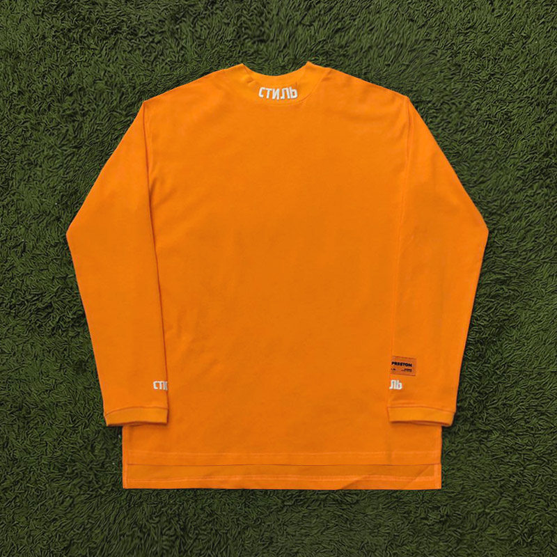 heron preston 邓紫棋同款仙鹤字母刺绣小高领长袖t恤男女打底衫