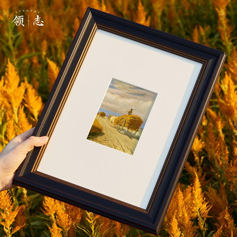 法式黑色复古画框相架A4照片打印加相框摆台八寸摆件挂墙简约装饰