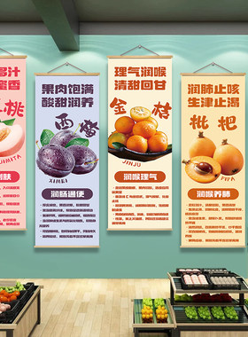 中式水果蔬菜图案装饰画餐厅店铺挂画木质画框油画布文字画休闲风