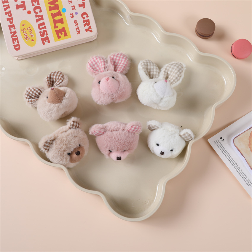 布艺新款毛绒绒软萌可爱小兔子diy发夹发饰挂件配饰小熊童装辅料