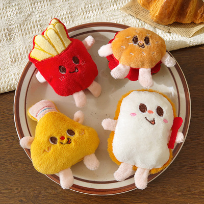 卡通毛绒胸针汉堡饰品配饰帽子包包挂件diy配件服饰玩偶薯条辅料