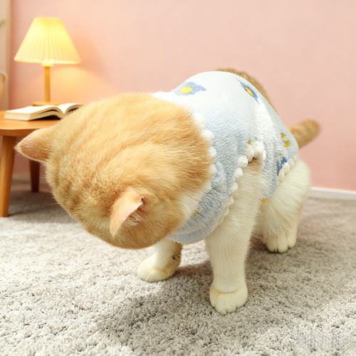 New Plaid Cat Clothing with Harness Clips, Fleece Lined and Thickened, Autumn/Winter Puppy Cat Vests, Four-Legged Clothes for Cats