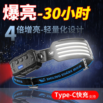 头灯强光2023新款充电led超亮头戴式COB感应户外夜钓鱼超轻泛光灯