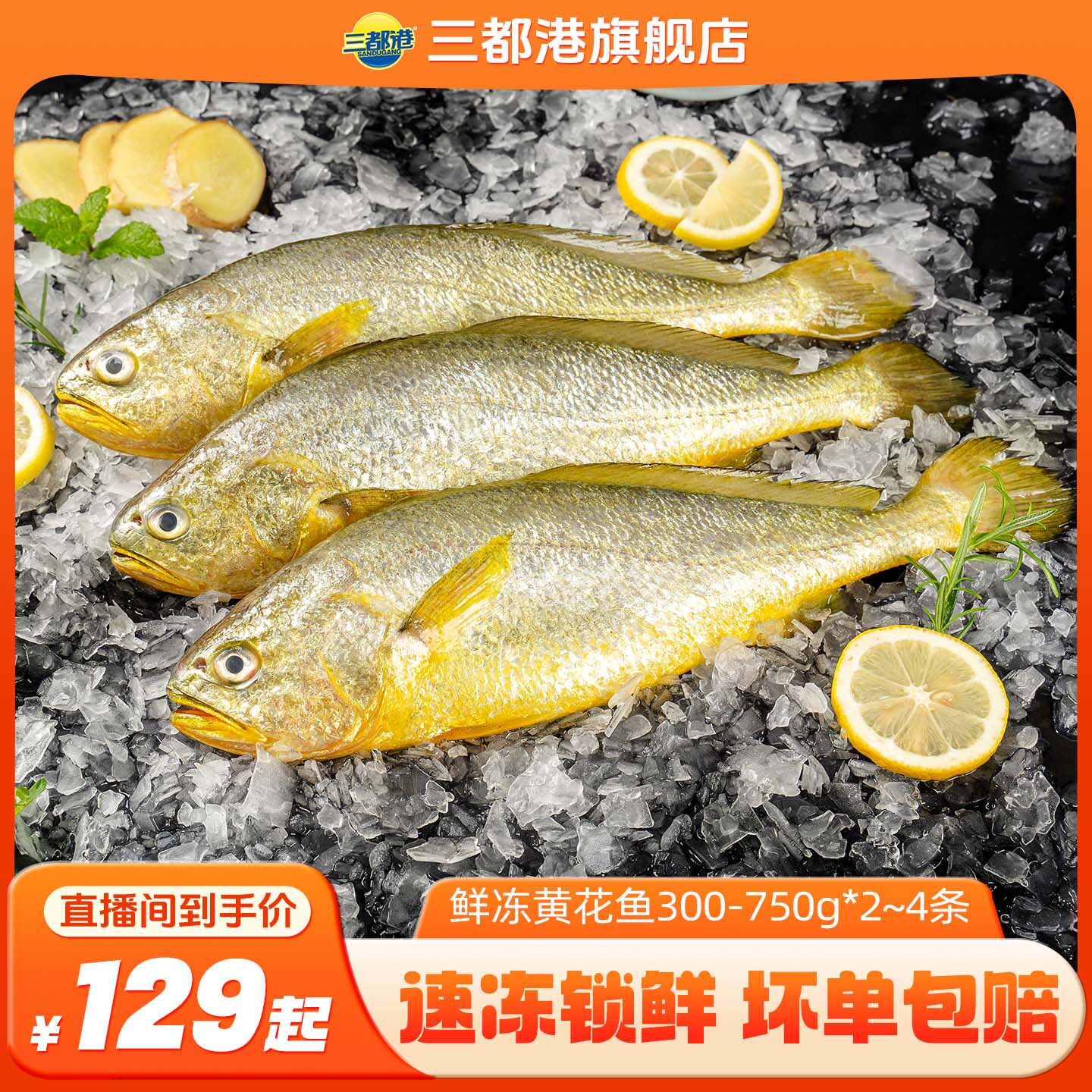 鲜冻黄花鱼300-750g/条图片