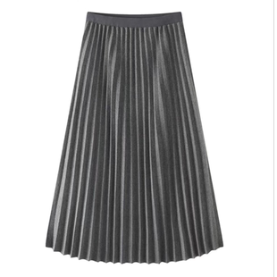 高级垂坠感百褶裙2025秋冬新款高腰显瘦气质百搭高腰中长款半身裙