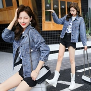 Áo khoác ngắn denim nữ 2019 mới đầu thu xuân ngắn bf phong cách Harajuku retro Hồng Kông hương đầu thu mùa thu - Áo khoác ngắn