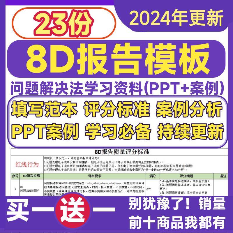 8D报告模板工具 生产质量技术分析案例品质管理问题改善PPT培训新