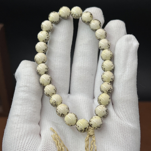 一物一图孤孤品石玉泉眼9 9圆珠河豚大留白同枝原生态星月菩提籽