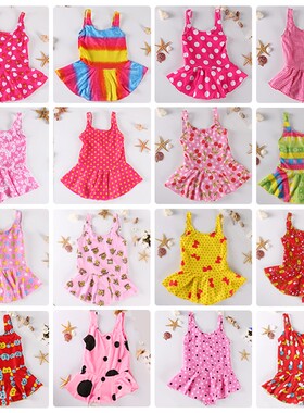 女童泳衣泡温泉儿童连体小中大童泳装女宝宝公主三角裙式游泳衣厂