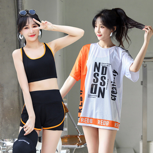 运动风学生度假保守分体泳装 百雅泳衣女遮肚显瘦三件套平角裤 裙式