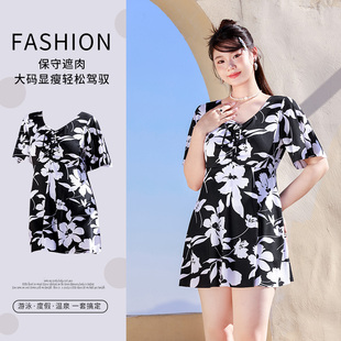 保守女士显瘦遮肚休闲度假泳装 2025年新款 连体泳衣妈妈款 大码 爆款