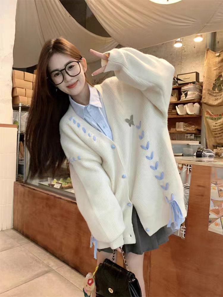 棉羊绒开衫针织开衫2023秋冬新款