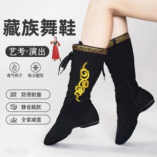 藏族舞蹈鞋新款蒙古舞蹈靴子民族表演出软底鞋子男女舞靴练功马靴