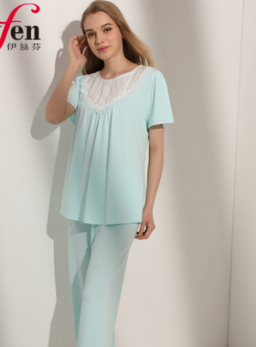 伊丝芬春夏新款30069棉+莫代尔圆领短袖长裤