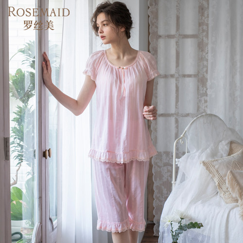 罗丝美纯棉圆领套头短袖中裤