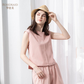 上衣 休闲短款 罗丝美春夏新品 23002纯棉针织丝光棉圆领套头无袖