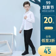 Áo sơ mi trắng cổ đứng cho bé trai phiên bản lớn Hàn Quốc áo cotton giản dị cho bé trai dài tay 2019 mới - Áo sơ mi
