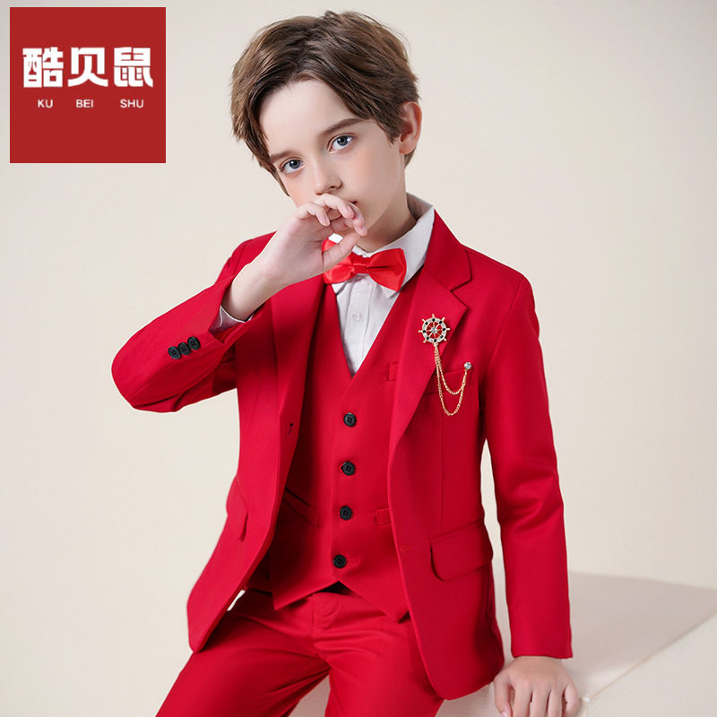 儿童西装套装红色男童主持人礼服钢琴演出服小花童外套表演服西服,童装/婴儿装/亲子装,西服/小西装,淘宝优惠券,粉丝福利购,淘宝优惠卷